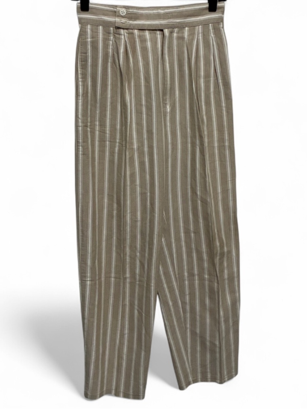 Vintage Liz Claiborne Tan & White Striped High Waisted Tapered Pants